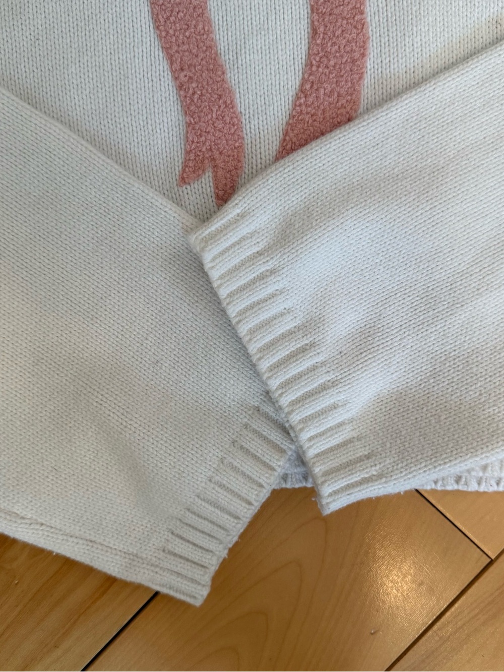 Sincerly Jules Cream Crewneck Sweater with Pink Bow - Picture 3 of 4